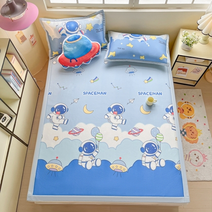 91家纺网 家纺一手货源 找家纺 博雅 2025新款独家版权A类大版数码印花1200D冰丝凉席 太空漫步