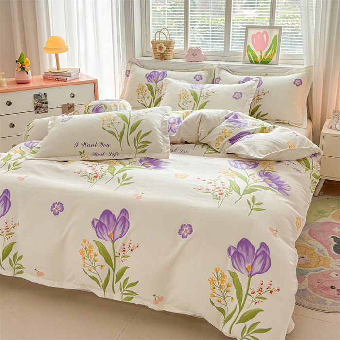 91家纺网 家纺一手货源 找家纺 爱一个家 2025新款植物羊绒四件套 幽境花开