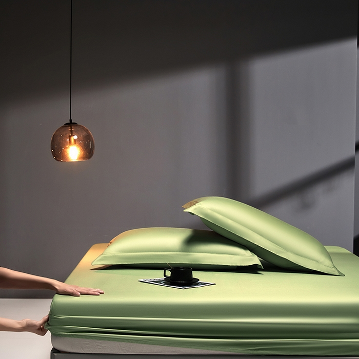 91家纺网 家纺一手货源 找家纺 秀色2025新款高端纯棉床笠单件全棉全包床套三件套100s新疆长绒棉酒店床垫保护套 梦易-艾绿