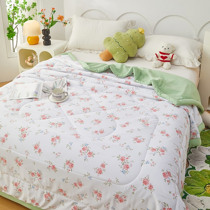 91家纺网 家纺一手货源 找家纺 中国龙家纺 2025新款舒爽柔小棉夏被被子被芯 盛夏花园