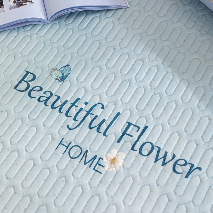 91家纺网 家纺一手货源 找家纺 美丽折2025新品6mm厚天然乳胶凉席三件套 大版印花卡通乳胶凉席平铺款 浪漫花海