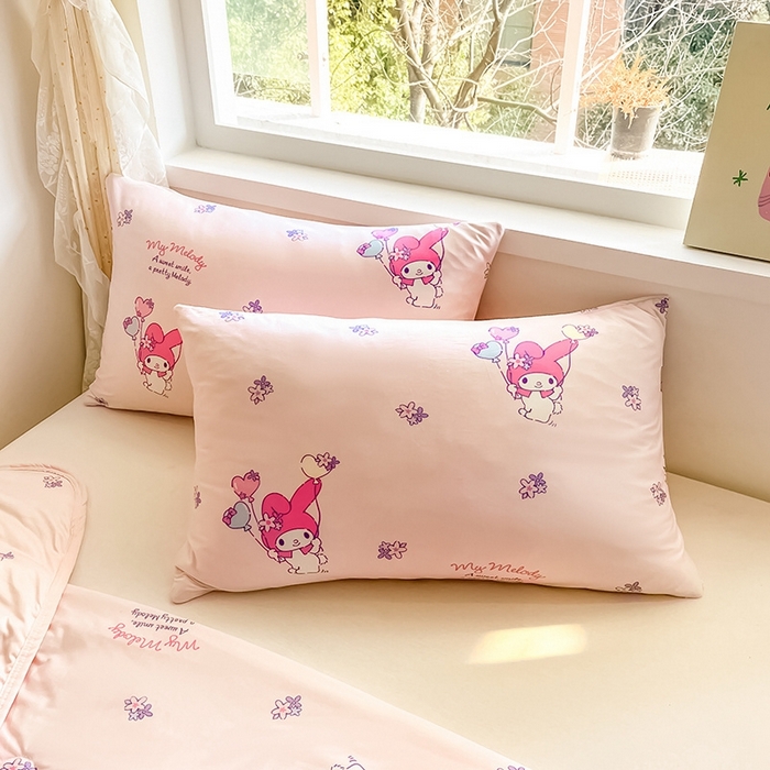 91家纺网 家纺一手货源 找家纺 金爱家2025新款A类三丽鸥正版授权高品质牛奶丝软糯针织棉大豆夏被系列详情 针织棉三丽鸥-气球美乐蒂