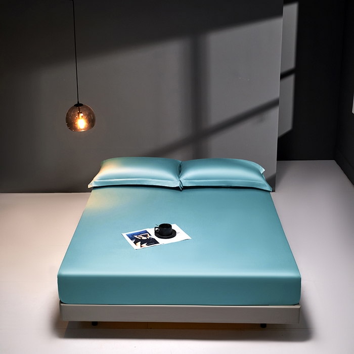 91家纺网 家纺一手货源 找家纺 秀色2025新款高端纯棉床笠单件全棉全包床套三件套100s新疆长绒棉酒店床垫保护套 梦易-雾霾蓝