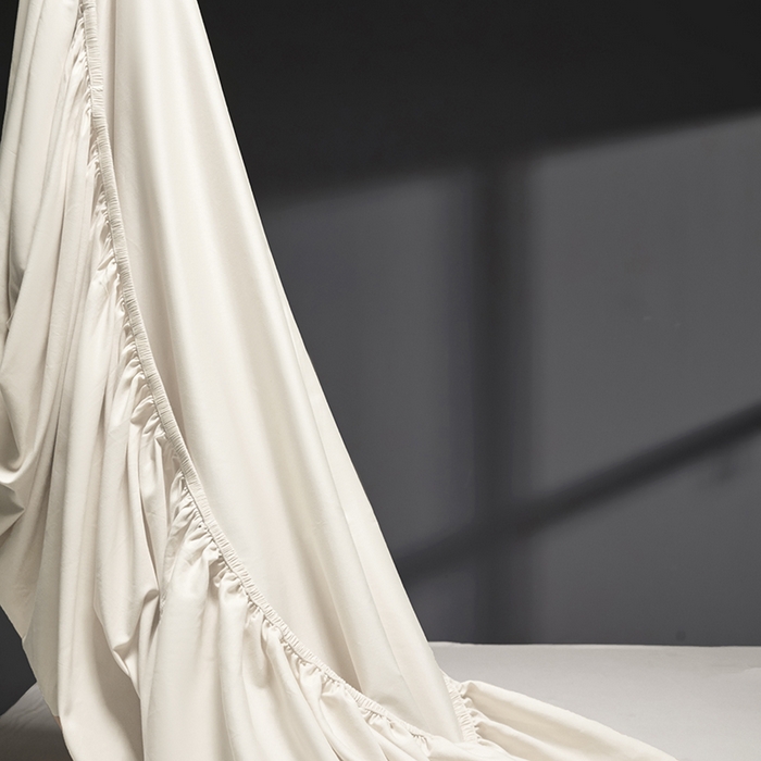 91家纺网 家纺一手货源 找家纺 秀色2025新款高端纯棉床笠单件全棉全包床套三件套100s新疆长绒棉酒店床垫保护套 梦易-皓月白