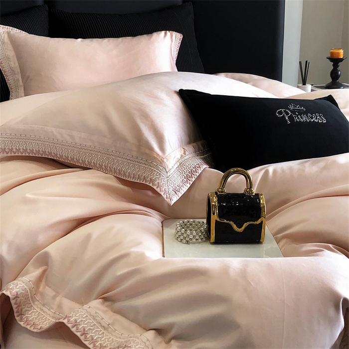 91家纺网 家纺一手货源 找家纺 保罗圣迪奥 2025新款50双股全棉长绒棉四件套-艾瑟琳系列 艾瑟琳-樱花粉