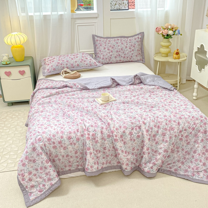 91家纺网 家纺一手货源 找家纺 顺顺家纺 2025新款凉感丝印花夏被空调被 夏夜花语