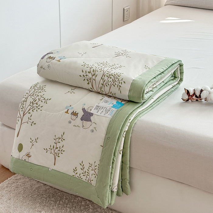 91家纺网 家纺一手货源 找家纺 瑜珠家纺 2025新款里外全棉棉花夏被 丛林兔