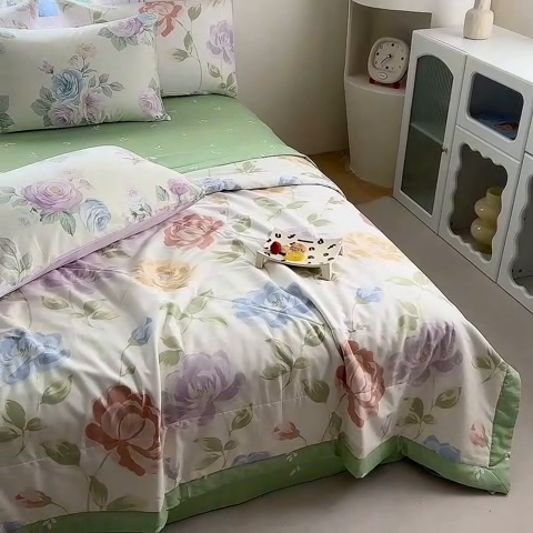 91家纺网 家纺一手货源 找家纺 （总）瑜珠家纺 2025新款里外全棉棉花夏被四件套纯棉夏凉被空调被夏季薄被子