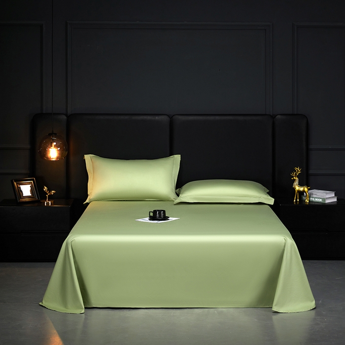 91家纺网 家纺一手货源 找家纺 秀色2025新款A类高端100s新疆长绒棉纯棉床单单件全棉单人贡缎加厚被单三件套 莫奈-艾绿