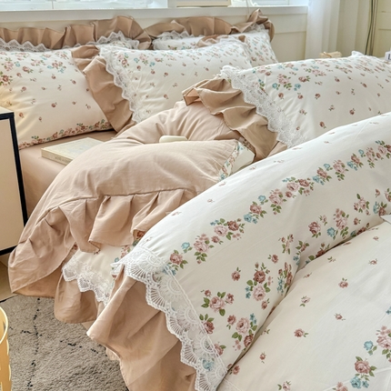 锦格家纺 2025年新款全棉印花小清新花边四件套 繁音