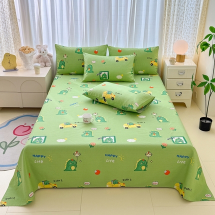 仟网汇 2025新款老粗布床单粗布凉席老粗布单床单枕套单品 恐龙绿