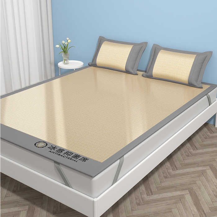 91家纺网 家纺一手货源 找家纺 绒艺席业 2025新款A类抗菌冰丝凉席系列-冰感抑菌席 黄色