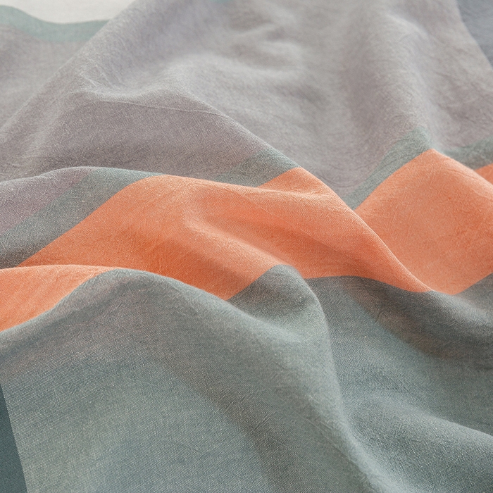 91家纺网 家纺一手货源 找家纺 喜四方 2025新款全棉色织水洗棉四件套 北欧风情（桔灰）