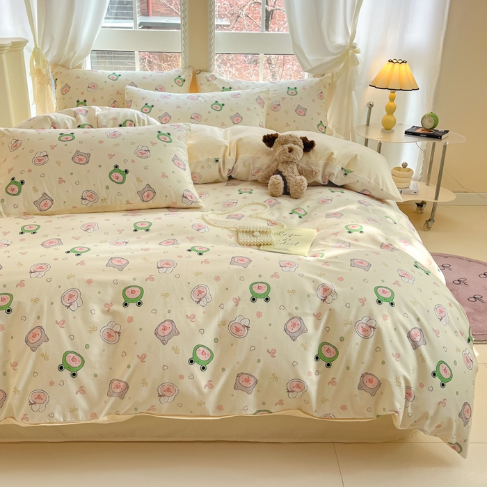 91家纺网 家纺一手货源 找家纺 仔仔熊 2025新款全棉印花系列被套 粉红小猪