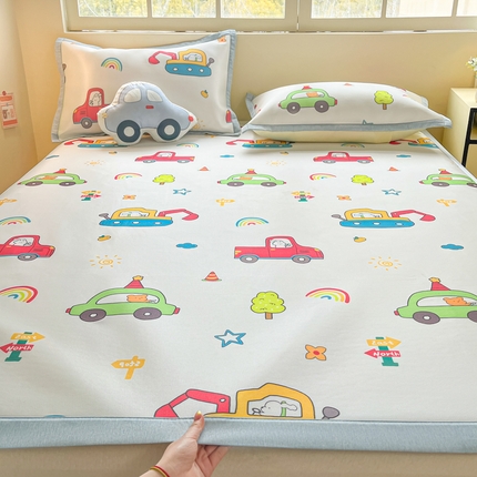 博雅 2025新款独家版权A类大版数码印花1200D冰丝凉席 汽车派对