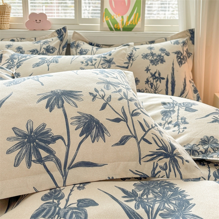 91家纺网 家纺一手货源 找家纺 爱一个家 2025新款植物羊绒四件套 青花词