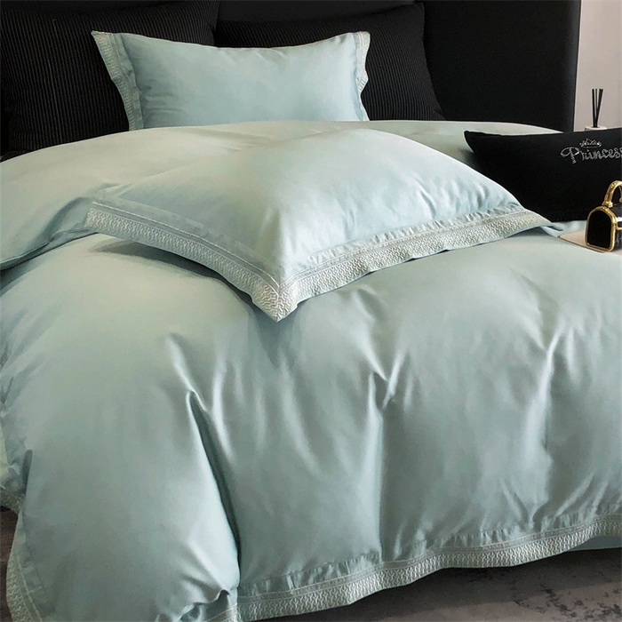 91家纺网 家纺一手货源 找家纺 保罗圣迪奥 2025新款50双股全棉长绒棉四件套-艾瑟琳系列 艾瑟琳-青石绿