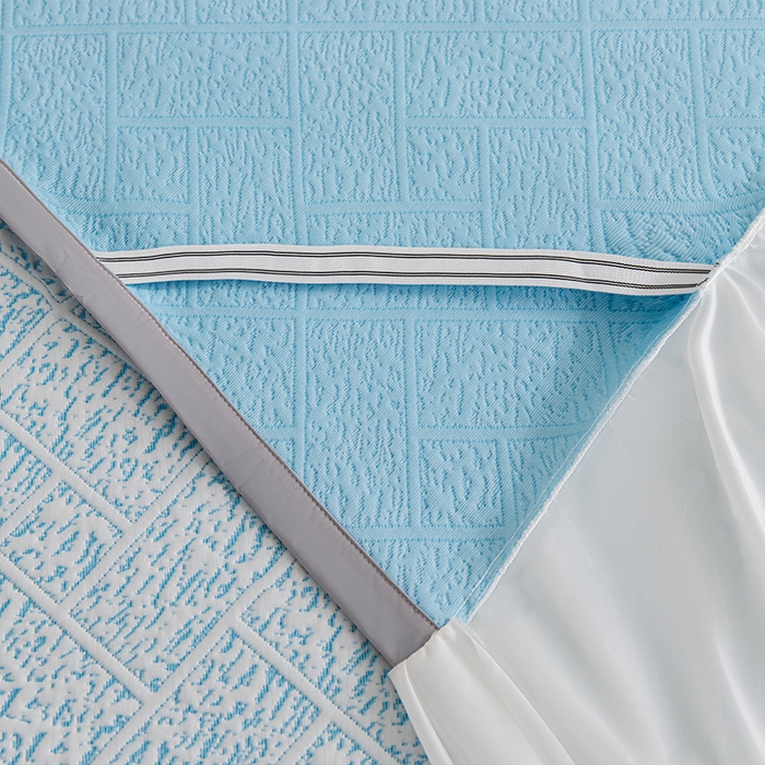 91家纺网 家纺一手货源 找家纺 鑫姿 2025新款5A抗菌凉席床裙款-雅致系列 雅致床裙款-冰浅蓝