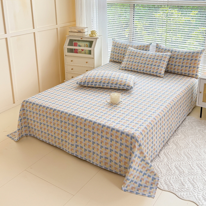 91家纺网 家纺一手货源 找家纺 仟网汇 2025新款老粗布床单粗布凉席老粗布单床单枕套单品 千鸟格