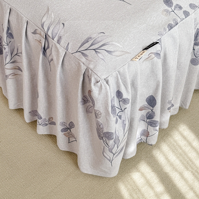 91家纺网 家纺一手货源 找家纺 布柔 2025新款100%全棉纯棉老粗布绣花印花凉席单品床裙 芳华