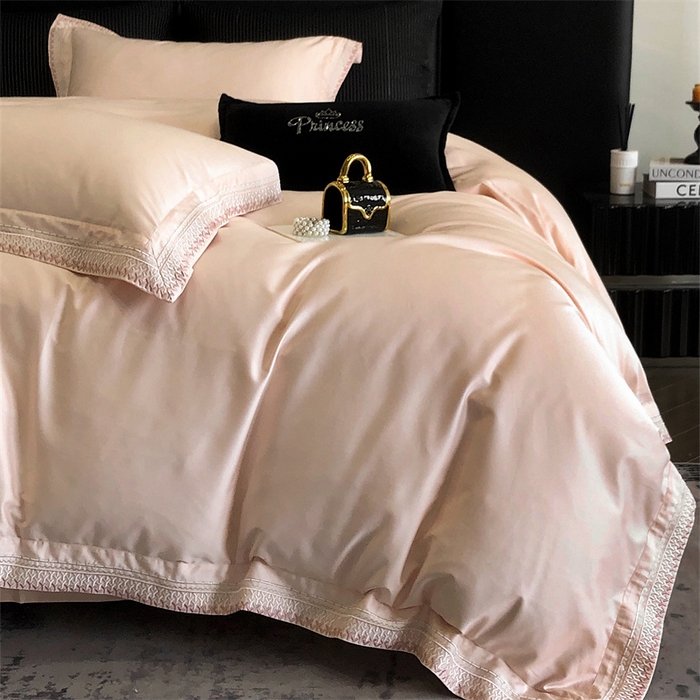 91家纺网 家纺一手货源 找家纺 保罗圣迪奥 2025新款50双股全棉长绒棉四件套-艾瑟琳系列 艾瑟琳-樱花粉