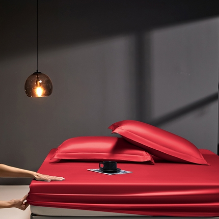 91家纺网 家纺一手货源 找家纺 秀色2025新款高端纯棉床笠单件全棉全包床套三件套100s新疆长绒棉酒店床垫保护套 梦易-粉末白