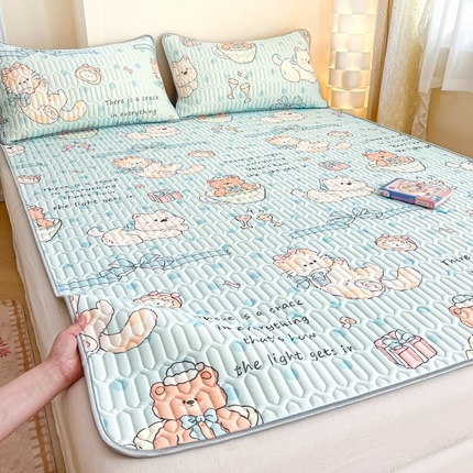 柒月家居 2025新款小清新乳胶凉席 萌宠派对