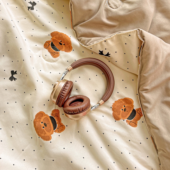 91家纺网 家纺一手货源 找家纺 妖妖家纺 2025新款超柔双层纱糯糯针织棉夏凉被四件套 呆萌泰迪