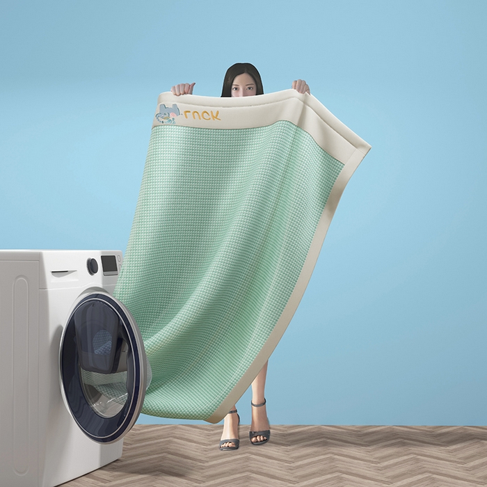 91家纺网 家纺一手货源 找家纺 绒艺席业 2025新款A类抗菌冰丝凉席系列-小象宝款 绿色