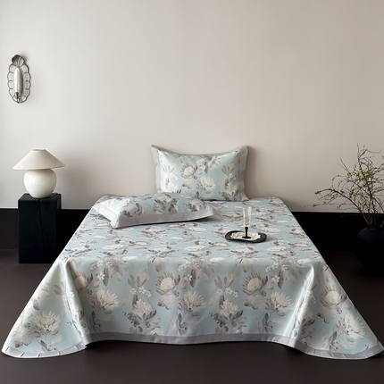 91家纺网 家纺一手货源 找家纺 （总）三味舒屋 2025新款雅奢系列数码印花冰丝床单凉席三件套