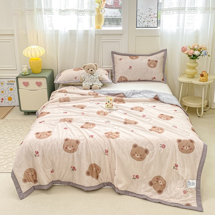 91家纺网 家纺一手货源 找家纺 （总）顺顺家纺 2025新款凉感丝印花夏被空调被