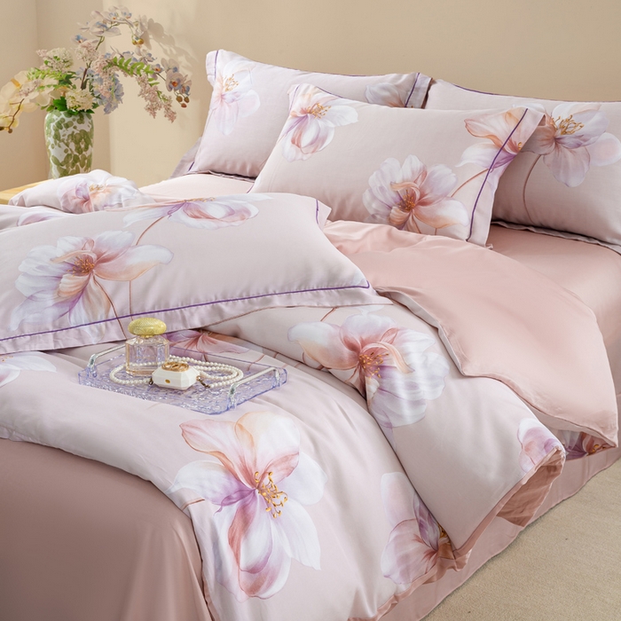 91家纺网 家纺一手货源 找家纺 帅露家纺 2025新款50S莱赛尔天丝印花四件套 古韵流香