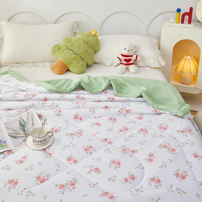 91家纺网 家纺一手货源 找家纺 中国龙家纺 2025新款舒爽柔小棉夏被被子被芯 盛夏花园