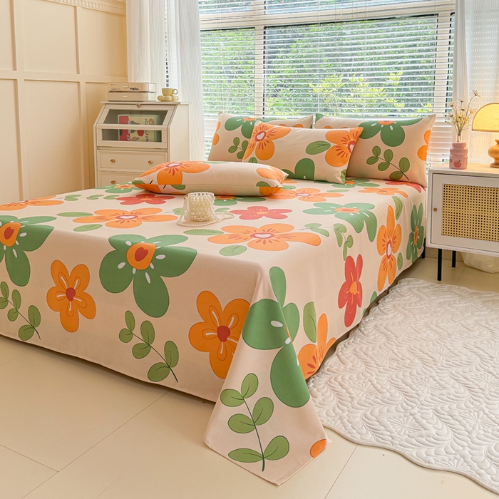 91家纺网 家纺一手货源 找家纺 仟网汇 2025新款老粗布床单粗布凉席老粗布单床单枕套单品 太阳花