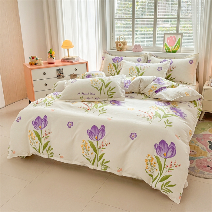 91家纺网 家纺一手货源 找家纺 爱一个家 2025新款植物羊绒四件套 幽境花开