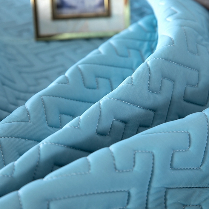 91家纺网 家纺一手货源 找家纺 美丽折2025夏季新品高端加厚全冰丝生物基乳胶凉席三件套 水洗天然乳胶凉席 孔雀蓝T