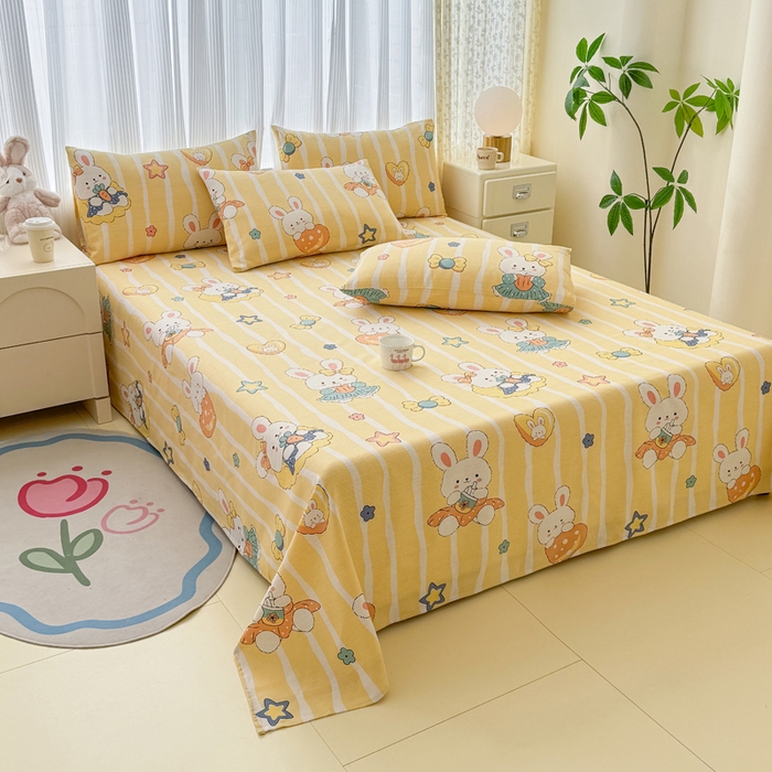 91家纺网 家纺一手货源 找家纺 仟网汇 2025新款老粗布床单粗布凉席老粗布单床单枕套单品 萝卜兔