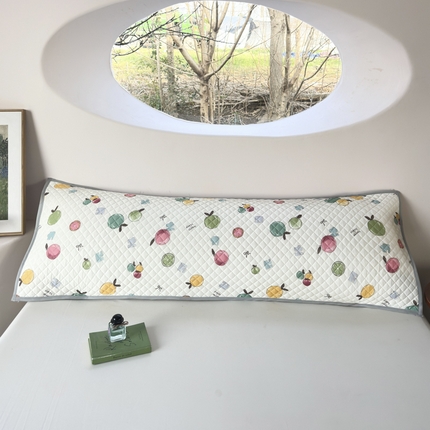 91家纺网 家纺一手货源 找家纺 爱港家纺 2025新款凉感丝双人长枕巾 夏季情侣枕头巾 绑带长枕巾 水果汇 180*48