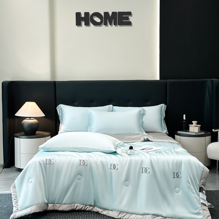 91家纺网 家纺一手货源 找家纺 满羽家纺 2025新款冰丝夏被四件套-满绣系列 DC-兰灰