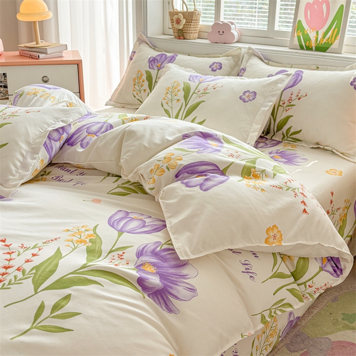 91家纺网 家纺一手货源 找家纺 爱一个家 2025新款植物羊绒四件套 幽境花开