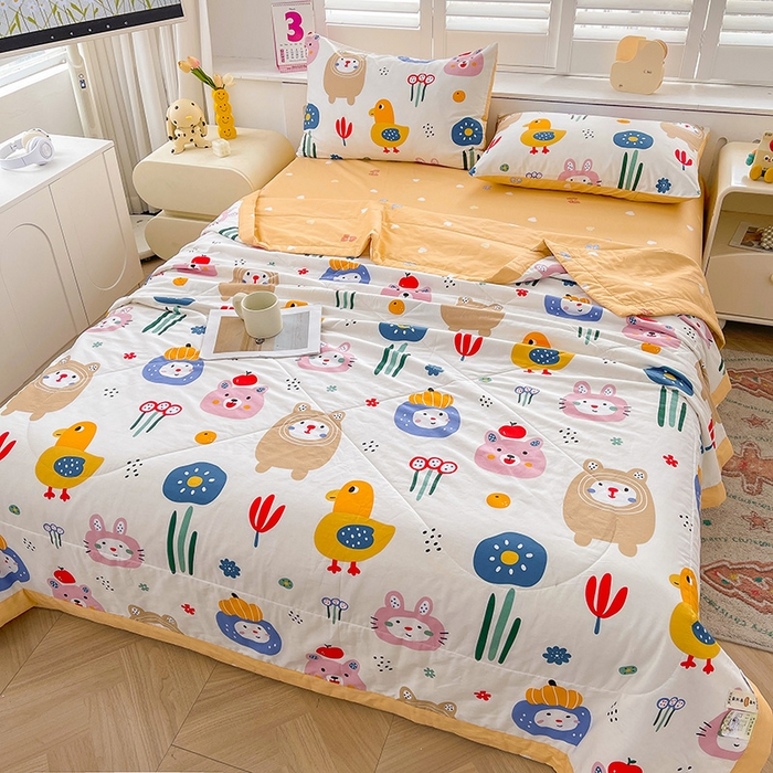 91家纺网 家纺一手货源 找家纺 思雅庭 2025新款里外全棉夏被新疆棉花夏凉被空调被 萌宠派对