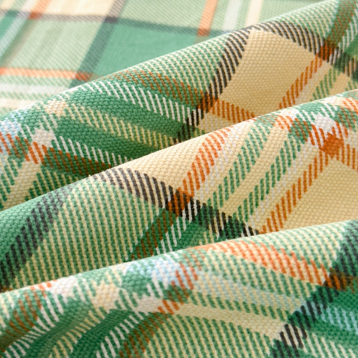 91家纺网 家纺一手货源 找家纺 仟网汇 2025新款活性印染无印纽扣原棉老粗布三件套 绿小格