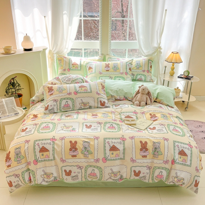 91家纺网 家纺一手货源 找家纺 仔仔熊 2025新款全棉印花系列被套 假日诱惑