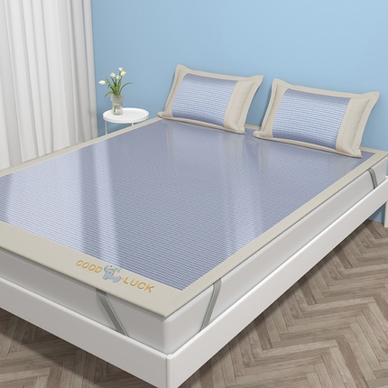 绒艺席业 2025新款A类抗菌冰丝凉席系列-小象宝款 蓝色