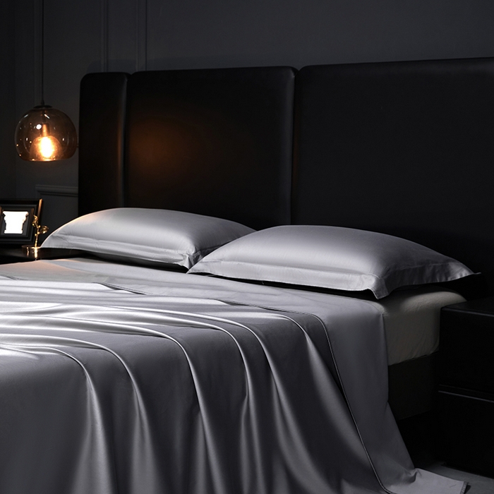 91家纺网 家纺一手货源 找家纺 秀色2025新款A类高端100s新疆长绒棉纯棉床单单件全棉单人贡缎加厚被单三件套 莫奈-典雅灰