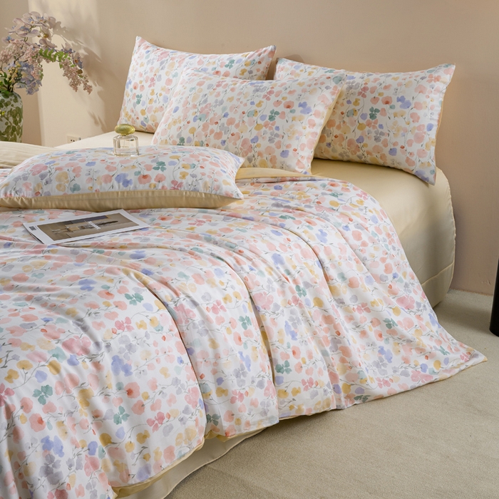 91家纺网 家纺一手货源 找家纺 帅露家纺 2025新款50S莱赛尔天丝印花四件套 含依