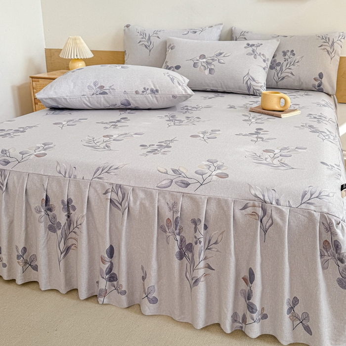 91家纺网 家纺一手货源 找家纺 布柔 2025新款100%全棉纯棉老粗布绣花印花凉席单品床裙 芳华