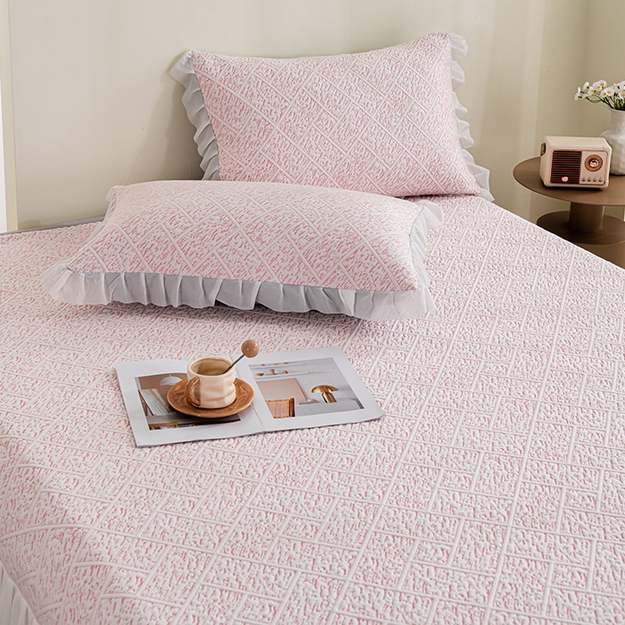 91家纺网 家纺一手货源 找家纺 鑫姿 2025新款5A抗菌凉席床裙款-雅致系列 雅致床裙款-冰粉