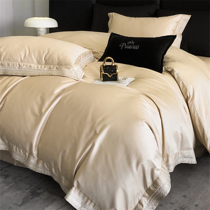 91家纺网 家纺一手货源 找家纺 保罗圣迪奥 2025新款50双股全棉长绒棉四件套-艾瑟琳系列 艾瑟琳-香槟金