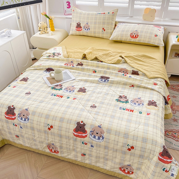 91家纺网 家纺一手货源 找家纺 思雅庭 2025新款里外全棉夏被新疆棉花夏凉被空调被 蛋糕狗